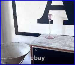 13 Steuben Carder Signed Pink Art Glass Crystal Candlestick Vtg Antique Vase