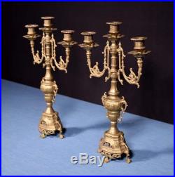 16 Tall Pair of Vintage French Bronze Candelabra Candlesticks