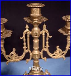 16 Tall Pair of Vintage French Bronze Candelabra Candlesticks