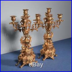 16 Tall Pair of Vintage French Empire Bronze Candelabra Candlesticks