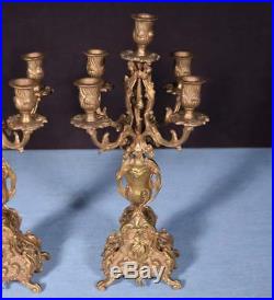 17 Tall Pair of Vintage French Bronze Candelabra Candlesticks