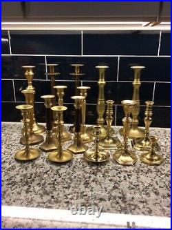 17 Vintage Brass Candlestick Lot MIX Baldwin, Midcentury, Unbranded Decor Party