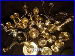 19 Brass Candlestick Holder Lot Wedding Events Party Décor Christmas 2-11 VTG