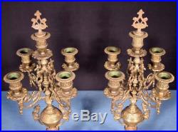 19 Tall Pair of Vintage French Bronze Candelabra Candlesticks