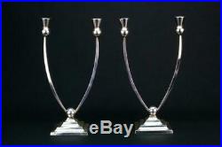 1930 Art Deco Candelabras Silver Plated 2 Branch Candlestick Vintage English