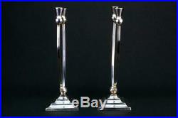 1930 Art Deco Candelabras Silver Plated 2 Branch Candlestick Vintage English