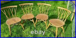 1960s Vintage Ercol Windsor Latticed Candlestick Chairs Model 376 x 4