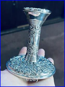 1966 Vintage Silver Repousse Candle Stick Holder 96.1mm Tall 85.7mm Base Diamete