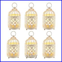 2/6Pcs Small Metal Candle Holder Hanging Birdcage Lantern Hollow Candlestick New