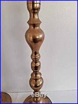 2 Large Vintage 36 Brass Floor Candlesticks Candle Holders Altar Church Temple