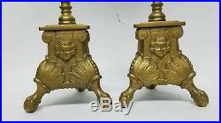 2 Large Vintage 50 Brass Floor Candlesticks Candle Holders Jetmar and Son 1946