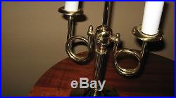 2 VTG 20 Brass French Horn Trumpet Candlestick lamps Oval Pleated Shades