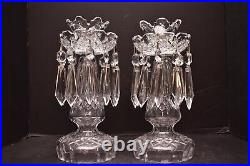 2 VTG Waterford Crystal Drop Mantel Luster Bobeche Candle Holders Candlesticks