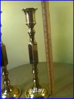 2 Vintage Brass Church Altar Candle Stick Holders 18 Tall! Candlesticks Antique