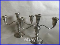 2 Vintage Empire Sterling Silver 3 Light Candelabra or Candlestick Adjustable