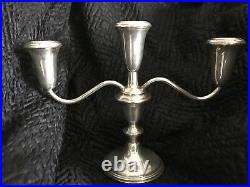 2 Vintage Empire Sterling Silver 3 Light Candelabra or Candlestick Adjustable