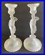 2-Vintage-Figural-Frosted-Clear-Glass-10-Candle-Sticks-Maiden-Roman-Soldier-01-uy