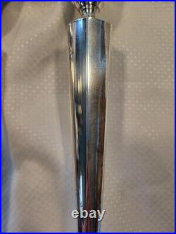 2 Vintage M Fred Hirsch 10 Inch Tall Sterling Silver Candle Sticks 659. + Grams