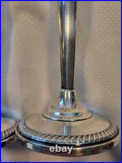 2 Vintage M Fred Hirsch 10 Inch Tall Sterling Silver Candle Sticks 659. + Grams