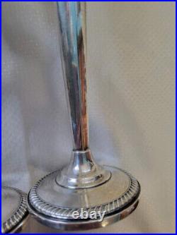 2 Vintage M Fred Hirsch 10 Inch Tall Sterling Silver Candle Sticks 659. + Grams