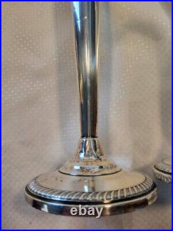 2 Vintage M Fred Hirsch 10 Inch Tall Sterling Silver Candle Sticks 659. + Grams