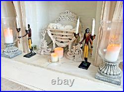 2 Vintage Maitland Smith Bronze Monkey Butler Statues with Candlesticks 42 cm