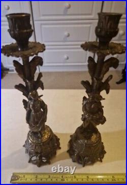 2 Vintage brass candlesticks figures