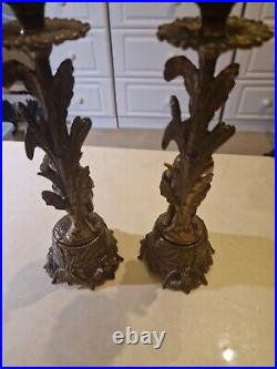 2 Vintage brass candlesticks figures