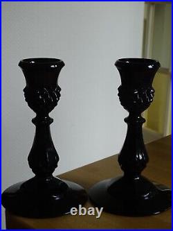 2 Vintages Candlesticks Glasses Lead Crystal D'arques Longchamp Black