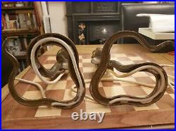 2 x Vintage Brass Cobra Snake Table Desk Lamps 30cm Converted Candlestick Holder