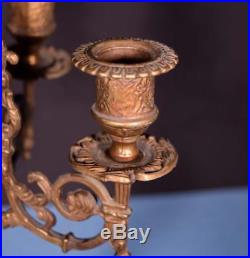 20 Tall Pair of Vintage French Bronze Candelabra Candlesticks