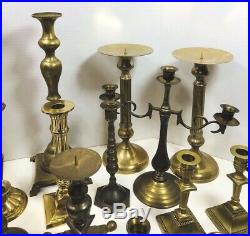 20 Vintage Brass Candlestick Candle Holders Wedding Chamber Stick Patina Lot