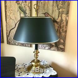 23 x 15 Brass & Black Candlestick Desk Table Lamp Shade Vintage Gold Stiffel