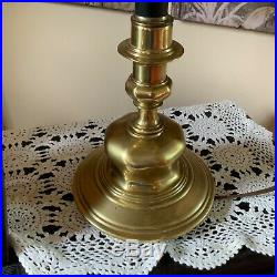 23 x 15 Brass & Black Candlestick Desk Table Lamp Shade Vintage Gold Stiffel