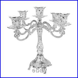2pcs Vintage Candle Holder Candlestick Candelabra Ornament Silver 5 Head