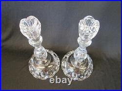 2x Moon and Stars Pattern Glass LE Smith CLEAR Candlesticks 9.25 tall Vintage