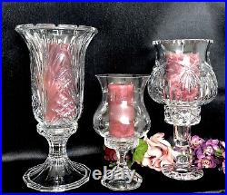 3 Crystal Hurricane Candle Holders Mixed Lot Party / Wedding Centerpiece Decor