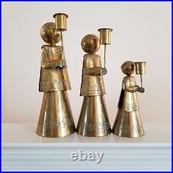 3 Cute Vintage Made in Mexico Brass Altar Boys 8, 11 & 13 Candlestick Holders