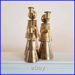 3 Cute Vintage Made in Mexico Brass Altar Boys 8, 11 & 13 Candlestick Holders