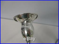 3 VINTAGE LIEBS STERLING SILVER WEIGHTED 10 CANDLESTICKS with ETCHED LEAF