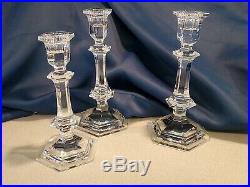 3 Vintage Baccarat Harcourt Crystal Candlesticks-8.75 x 2 And 7.75 x 1