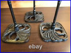 3 Vintage Georges de Feure Styled Art Nouveau Candle Holders Metal Candlesticks