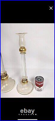 3 Vintage Signed Seguso Murano Artglass Candlesticks