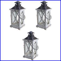 3 pcs Candlestick Vintage Wooden European Style Candle Holder for Courtyard