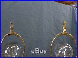 3302M Vtg Pair 2 Matching 30 Candlestick Lamps ORNATE Gold withBlack Marble Bases