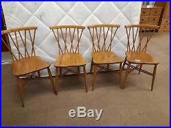 4 Ercol vintage candlestick dining chairs