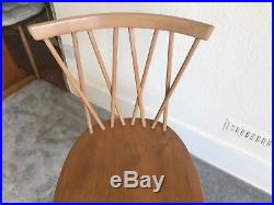 4 Original Vintage 60's Ercol 376 Candlestick Lattice Dining Chairs/Cushions