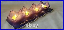 4 Shabbat Candlesticks Glass, Blue Candleholder, Bat Mitzvah Gift