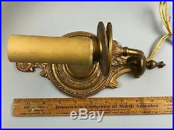 4 Vintage Brass Electric Candlestick Wall Light Fixtures Sconces