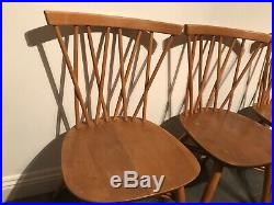 4 Vintage Ercol Candlestick Chairs Retro Beech & Elm Kitchen Or Dining Room